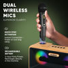 Picture of MASINGO Karaoke Machine for Adults and Kids with 2 Wireless Microphones, Portable Bluetooth Singing Speaker, Colorful LED Lights, PA System, Lyrics Display Phone Holder, and TV Cable. Presto G2 Wood