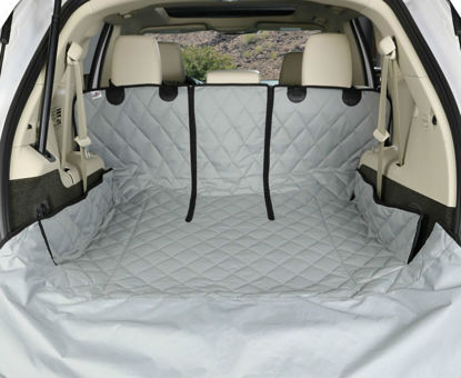 Picture of 4Knines SUV Cargo Liner for Fold Down Seats - 60/40 Split and Armrest Pass-Through Compatible - USA Based Company (Small, Grey)