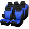 Picture of CAR PASS Car Seat Covers Full Sets, Front & Split Rear Bench for Car, 3D Tyre Embossed Automotive Interior Covers, Airbag Compatible, Quick Setup Universal Fit Seat Covers for Car, SUV(Black Blue)