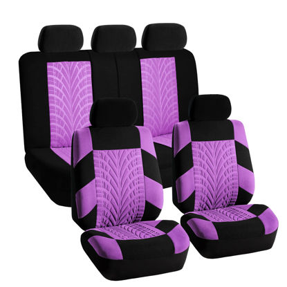Picture of FH Group Full Set Premium Cloth Car Seat Covers - Universal Fit, Low Back Front Seat Covers, Airbag Compatible, Split Bench Rear Seat, Washable Seat Cover for SUV, Sedan, Purple
