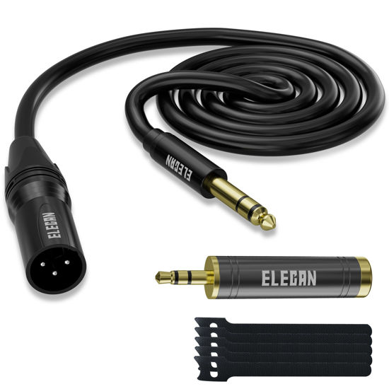 Picture of Elecan 6.35mm (1/4 Inch) TRS to XLR Cable 10 Ft Male to Male-Balanced Shielded 3 Pin XLR to 1/4 Quarter inch Cord, Profesional/HiFi Stereo Guitar Cable with 6.35 mm to 3.5 mm Aadpter+Ties