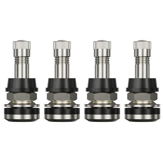 Picture of CKAuto 4 Pieces TR416 Metal Valve Stems Outer Mount Fits .453" & .625" Rim Holes Long 1 1/2", Silver