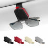 Picture of SINGARO Sunglasses Holder for Car, Leather Magnetic Buckle Sun Visor Sunglass Clip, Ticket Card Storage Glasses Clip, Car Interior Accessories for Men and Women（Black-red）