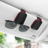 Picture of SINGARO Sunglasses Holder for Car, Leather Magnetic Buckle Sun Visor Sunglass Clip, Ticket Card Storage Glasses Clip, Car Interior Accessories for Men and Women（Black-red）