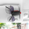 Picture of SINGARO Sunglasses Holder for Car, Leather Magnetic Buckle Sun Visor Sunglass Clip, Ticket Card Storage Glasses Clip, Car Interior Accessories for Men and Women（Black-red）