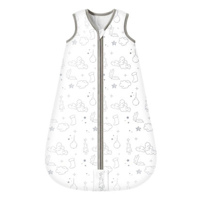 Picture of Mosebears Sleep Sack Baby Winter Wearable Blanket with 2-Way Zipper,2.5 TOG Cotton Sleep Sack Unisex (White Cloud, 18-24 Months)
