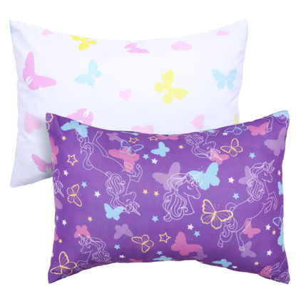 Picture of UOMNY Toddler Pillowcases for Girls 13X18 12x16 14x19 Butterfly Baby Pillow Case 2 Pack Small Pillow Covers for Travel Pillow Purple White