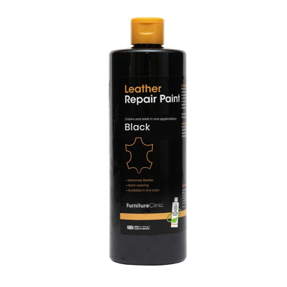 Picture of Furniture Clinic Leather Repair Paint & Dye | 2-in-1 Seal and Color | Use on Faded, Worn, and Scratched Car Seats, Clothing | Quick and Easy Leather Restorer for Furniture (Midnight Black, 1.6oz)