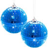 Picture of 2 Pieces Disco Mirror Balls Silver Hanging Ball for 50s 60s 70s Disco DJ Light Effect Party Home Decoration Stage Props School Festivals Party Favors and Supplies 4 Inch (4inch, Blue)
