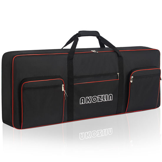 Picture of AKOZLIN 61 Keys Electric Piano Keyboard Gig Bag with Adjustable Straps and 5-Pocket for Keyboard Accessaries,61 Key Keyboard Case 40.6"x5.3"x15.7"