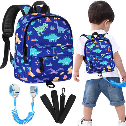 Picture of Accmor Toddler Backpack Leash, Cute Dinosaur Kids Backpack with Anti Lost Wrist Link, Mini Child Backpack Leash Walking Harness for Outdoor Travel, Adorable Backpack Tether for Baby Boys 1-3