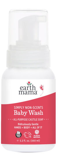 Picture of Earth Mama Simply Non-Scents Baby Wash Foaming Hand Soap, Organic Fragrance Free Body Wash, Unscented Body Wash, Castile Soap with Coconut Oil, Shea Butter, Calendula, & Aloe, 5.3floz