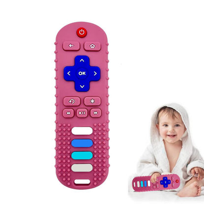 Picture of Baby Teether Toy, TV Remote Control Shape Teething Baby Toys for Infants, Baby Chew Remote Teether Toys for Babies 3-18 Months,BPA Free (Pink)