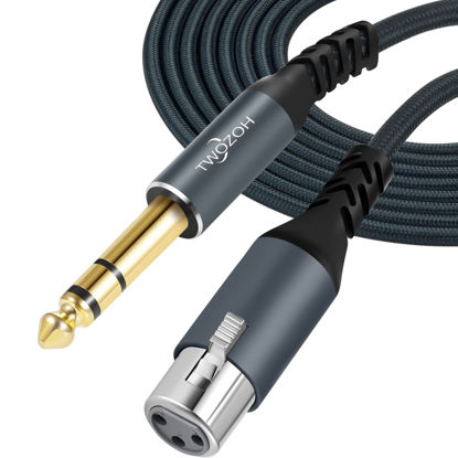 Picture of Twozoh XLR Female to 1/4 TRS Cable 15FT, Braided 6.35mm Stereo Jack Balanced to 3pin XLR Microphone Cable