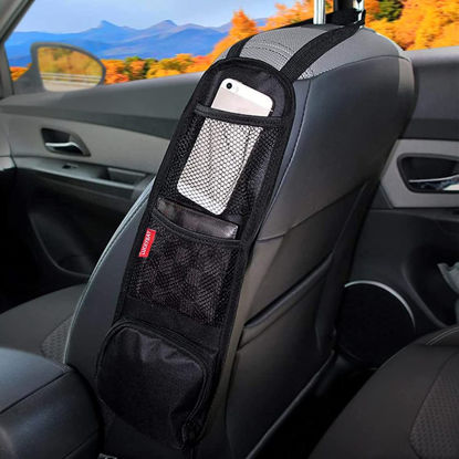 Picture of Luckybay Car Seat Side Organizer, Auto Seat Storage Hanging Bag, Phones, Drink, Stuff Holder with Mesh Pocket for Cars, SUV & Truck