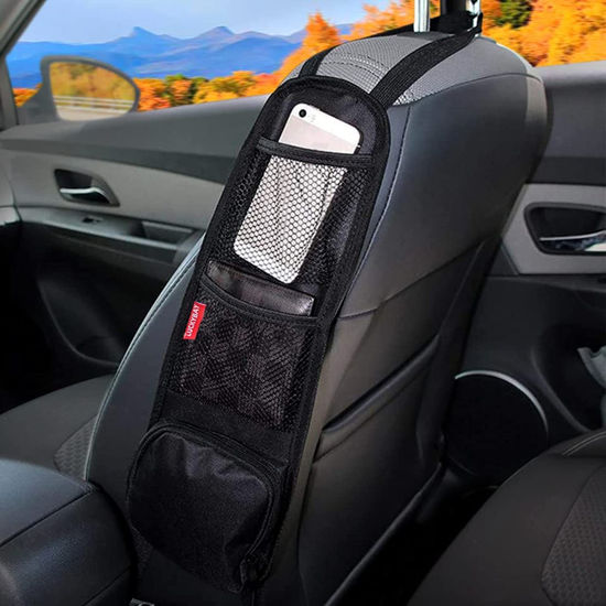 Picture of Luckybay Car Seat Side Organizer, Auto Seat Storage Hanging Bag, Phones, Drink, Stuff Holder with Mesh Pocket for Cars, SUV & Truck