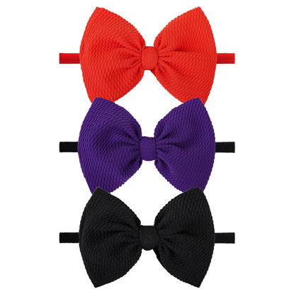 Picture of YanJie Halloween Baby Girls Bows Elastic Nylon Headbands Toddler Girls Spider Hair Bows Ghost Hair Halloween Accessories Newborn