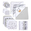 Picture of Spasilk 23-Piece Soft Terry Hooded Bath Towel and Washcloth Gift Set, 3 Baby Towels and 20 Baby Washcloths for Newborn Boys and Girls, Baby Bath Essentials, Ideal, White Zebra