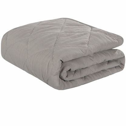 Picture of NTBAY Down Alternative Toddler Comforter, Lightweight and Warm Solid Color Baby Crib Quilted Blanket, 39x47 inches, Smoke Grey