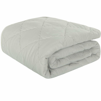 Picture of NTBAY Down Alternative Toddler Comforter, Lightweight and Warm Solid Color Baby Crib Quilted Blanket, 39x47 inches, Light Grey