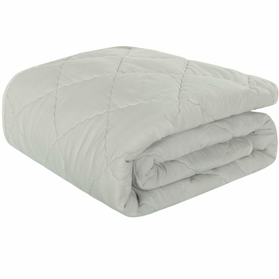 Picture of NTBAY Down Alternative Toddler Comforter, Lightweight and Warm Solid Color Baby Crib Quilted Blanket, 39x47 inches, Light Grey