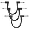 Picture of Sovvid 3 Pack 3 Inch Guitar Patch Cables, Black Guitar Pedal Cable Effect Cable Cord, 1/4" inch TS Right Angle Guitar Patch Cable