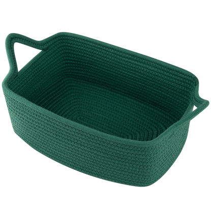 Picture of OIAHOMY Woven Basket, Gift Basket Empty with Gift Bags and Ribbons, Rope Basket for Baby Showers, Storage Basket with Handles for Nursery, Pet Toy Basket - Green