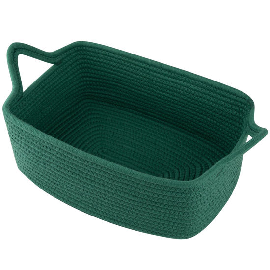 Picture of OIAHOMY Woven Basket, Gift Basket Empty with Gift Bags and Ribbons, Rope Basket for Baby Showers, Storage Basket with Handles for Nursery, Pet Toy Basket - Green