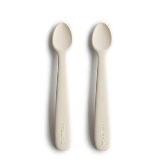 Picture of mushie Silicone Baby Feeding Spoons | 2 Pack (Ivory)