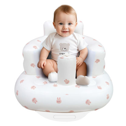 Picture of AirSwim Inflatable Baby Chair, Baby Inflatable Seat for Babies 3 Months and Up Summer Inflatable Baby Seat for Sitting Up, Blow Up Baby Floor Seat with Built in Air Pump, Rabbit