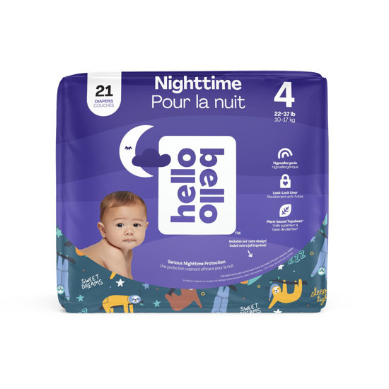 Picture of Hello Bello Nighttime Baby Diapers, Size 4, Ultra Absorbent and Hypoallergenic for Overnight Diapers for Extended Protection, 21 Count