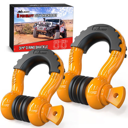 Picture of Nilight 2 Pack 3/4" D-Ring Shackle with 7/8" Screw Pin 41,887lbs Break Strength, Heavy Duty Off Road Recovery Shackle with Isolators Washers for Use with Tow Strap, Winch, Off-Road Jeep Truck Vehicle