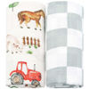Picture of LifeTree Muslin Swaddle Blankets Neutral, Farm Animals Baby Swaddling Wrap Nursery Receiving Blanket for Boys & Girls, Soft 70% Viscose from Bamboo and 30% Cotton, Large 47 x 47 inches
