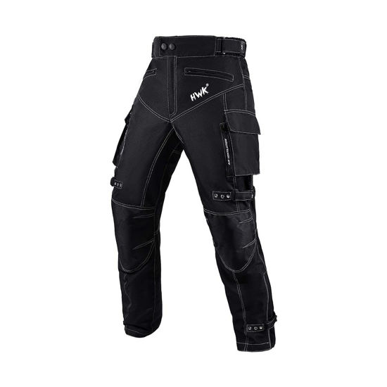 Picture of HWK Motorcycle Pants for Men and Women with Water Resistant Cordura Textile Fabric for Enduro Motocross Motorbike Riding & Impact Armor, Dual Sport Motorcycle Pants with 34"-36" Waist, 30" Inseam