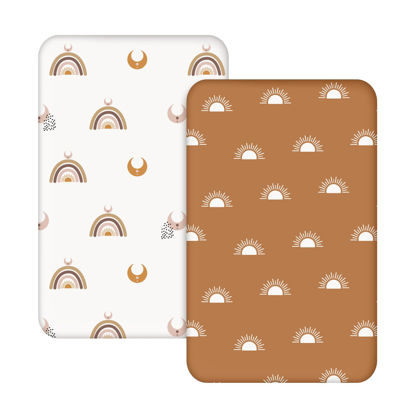 Picture of Soarwg Kids Mini Crib Sheets, Mini Crib Sheets Neutral for Boys and Girls, Soft Breathable Stretchy Baby Pack N Play Sheets, Universal Fitted Most Mini Crib Mattresses and Standard Portable Playard