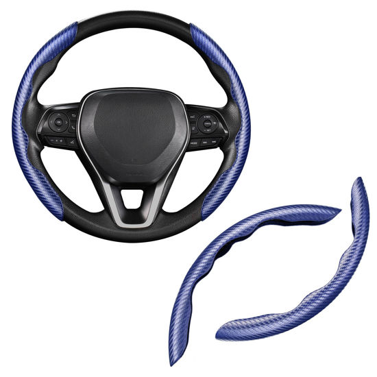 Picture of Cartist Steering Wheel Cover, Carbon Fiber Steering Wheel Cover, Car Steering Wheel Cover for Men/Women, Anti-Slip, Comfortable Grip, Durable, Universal for 99% Car Interior Accessories (Dark Blue)