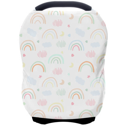 Picture of Car Seat Covers for Babies - Multi- use Nursing Carseat Canopy, Breastfeeding Covers, Baby Shower Gifts for Boys and Girls (Rainbow)