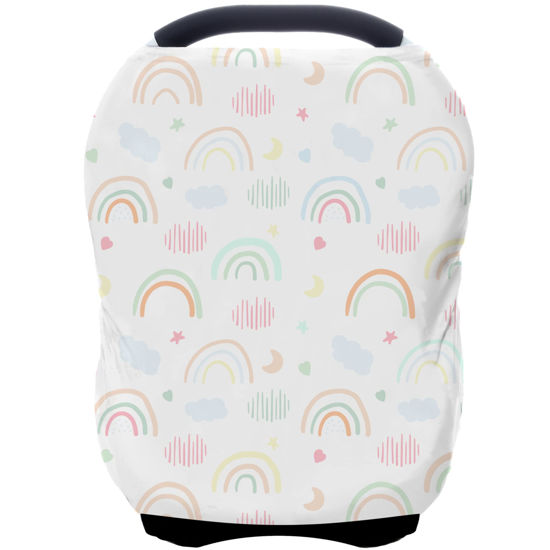 Picture of Car Seat Covers for Babies - Multi- use Nursing Carseat Canopy, Breastfeeding Covers, Baby Shower Gifts for Boys and Girls (Rainbow)