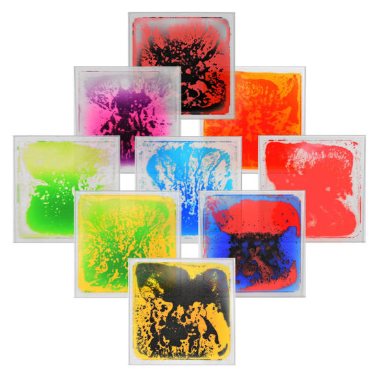 Picture of Art3d Liquid Fusion Activity Play Mat for Kids, Pack of 9 Tiles 12" X 12", Transparent Substrate