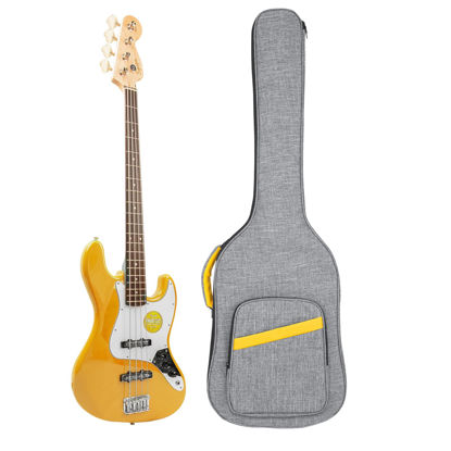 Picture of LETSROCK 47 Inch Bass Guitar Gig Bag 0.38 Inch Thick Padding Backpack Soft Bass Case Dual Adjustable Shoulder Strap Pocket & Neck Strap Gray
