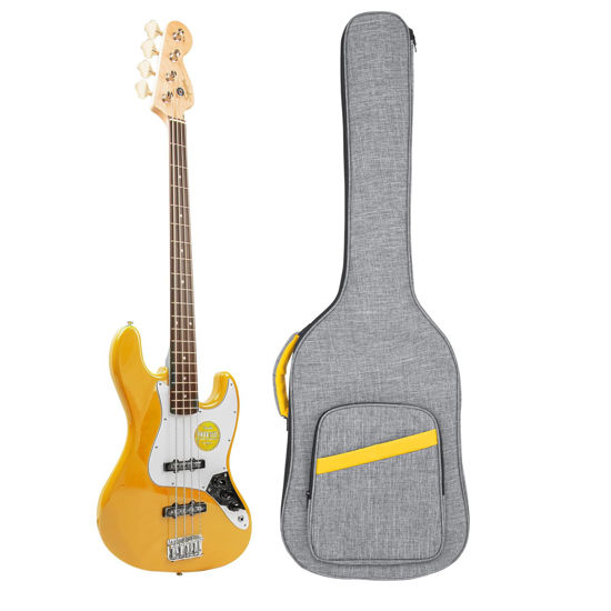 Picture of LETSROCK 47 Inch Bass Guitar Gig Bag 0.38 Inch Thick Padding Backpack Soft Bass Case Dual Adjustable Shoulder Strap Pocket & Neck Strap Gray