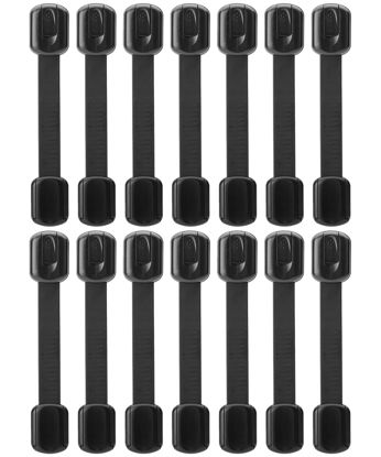 Picture of Bates- Child Safety Strap Locks, 14 Pack, Black Baby Cabinet Locks, Toilet Locks Baby Proof, Child Proof Drawer Locks, Cabinet Baby Locks for Cabinets, Child Proof Cabinet Locks, Drawer Child Locks