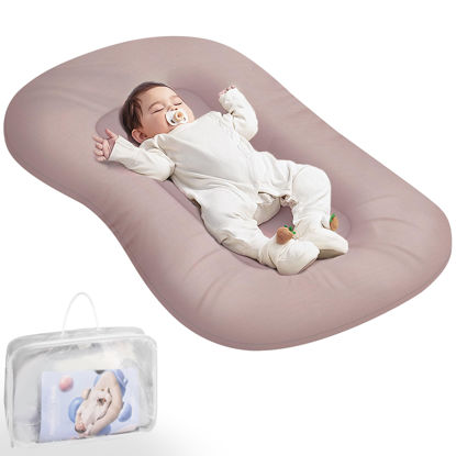 Picture of Baby Lounger - Baby Lounger Pillow for Newborn, 0-24 Months, Infant Lounger for Home and Travel, Soft Cotton, Co Sleeping Baby Nest, Newborn Babies Essentials Gifts, Pink