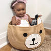 Picture of CherryNow Cotton Rope Basket Baby Gift Basket for Newborn, Empty Gift Basket with Handles, Medium Animal Basket for Toy Clothes Towel, Woven Rope Bear Basket for Kids, Brown, 15.7"D x 10.5"H
