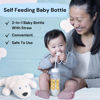 Picture of Hands-Free Baby Bottle - Anti-Colic Self Feeding Baby Bottle with Straw Tube System for Easy Feeding 4 oz (2 Pack - Elephant)
