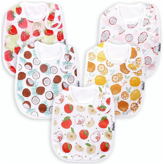 Picture of KiddyStar 5 Pack Bibs for Boys & Girls - Organic Cotton Baby Bibs, Bandana Bibs, Drool Bibs, Teething Bibs, Toddler Bibs