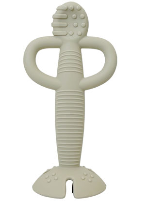 Picture of Busy Baby Teething Spoon - 2-in-1 Teether and Training Spoon for Self Feeding, Dishwasher Safe, BPA Free, Food Grade Silicone (Tan)