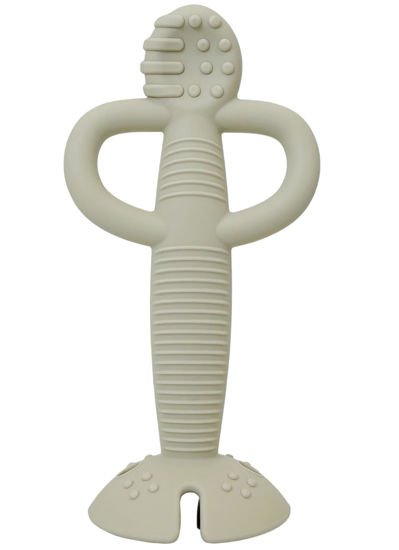 Picture of Busy Baby Teething Spoon - 2-in-1 Teether and Training Spoon for Self Feeding, Dishwasher Safe, BPA Free, Food Grade Silicone (Tan)