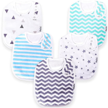 Picture of KiddyStar 5 Pack Bibs for Boys & Girls - Organic Cotton Baby Bibs, Bandana Bibs, Drool Bibs, Teething Bibs, Toddler Bibs