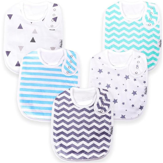 Picture of KiddyStar 5 Pack Bibs for Boys & Girls - Organic Cotton Baby Bibs, Bandana Bibs, Drool Bibs, Teething Bibs, Toddler Bibs